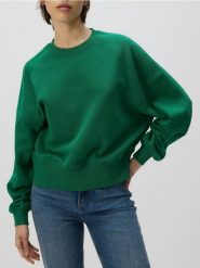Bawełniana bluza - zielony. Zielone bluzy damskie Reserved, l, bez wzorów, z bawełny, bez kaptura. W wyprzedaży za 79.99 zł.