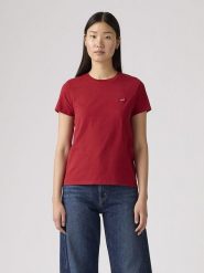 Levi's Koszulka w kolorze czerwonym rozmiar: XS. Czerwone bluzki damskie Levi's, s, bez wzorów, z bawełny, bez kołnierzyka, bez ramiączek. Za 48.73 zł.