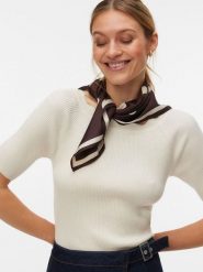 Vero Moda Koszulka dzianinowa w kolorze białym rozmiar: L. Białe bluzki damskie Vero Moda, l, bez wzorów, z dzianiny, bez kołnierzyka, bez ramiączek. Za 98.95 zł.