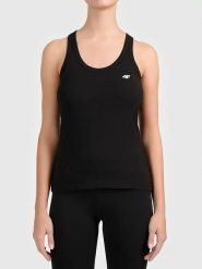 4F Top sportowy w kolorze czarnym rozmiar: XS. Czarne koszulki sportowe damskie 4F, xs, bez wzorów, z materiału, bez ramiączek, outdoorowe. Za 35.26 zł.