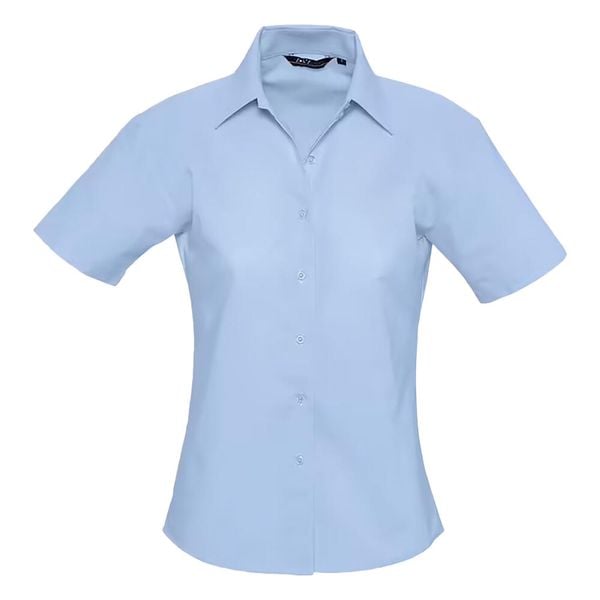 Bluzka Z Krótkim Rękawem Elite Oxford Dla Pań I Panów. Niebieskie bluzki damskie SOL'S, s, bez wzorów, casualowe, bez kołnierzyka, bez ramiączek. Za 131.99 zł.