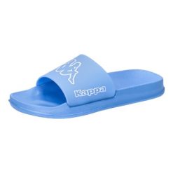 Klapki basenowe dla dorosłych Kappa Krus. Niebieskie klapki damskie Kappa, bez wzorów, z materiału, bez obcasa, bez zapięcia. W wyprzedaży za 50.00 zł.