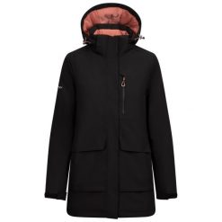 Damska Kurtka Wodoodporna Hosho. Czarne kurtki damskie Trespass, bez wzorów, bez kaptura. Za 386.99 zł.