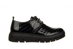 Półbuty Bayla-161 161 745 18 Black Croco 161616, Czarny, Skóra lakierowana - 41. Czarne półbuty damskie Bayla, bez wzorów, z gumy, bez obcasa, bez zapięcia. W wyprzedaży za 314.10 zł.