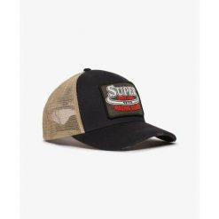 Damska czapka typu trucker Superdry. Niebieskie czapki z daszkiem damskie Superdry, bez wzorów. Za 155.30 zł.