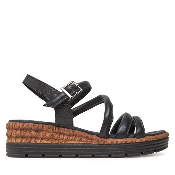 Sandały s.Oliver. Czarne sandały damskie S.Oliver, bez wzorów, bez obcasa, na koturnie, bez zapięcia. Za 349.99 zł.