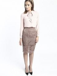 ECHO Spódnica w kolorze beżowym rozmiar: 40. Brązowe spódnice damskie ECHO, bez wzorów, z koronki, midi. Za 149.66 zł.