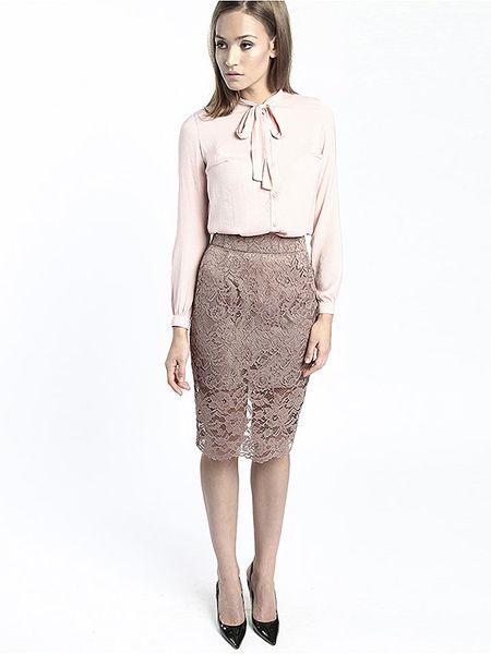 ECHO Spódnica w kolorze beżowym rozmiar: 40. Brązowe spódnice damskie ECHO, bez wzorów, z koronki, midi. Za 149.66 zł.