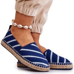 Damskie Klasyczne Espadryle Big Star JJ274960 Granatowe niebieskie. Niebieskie espadryle damskie bez wzorów, z materiału, bez obcasa, na platformie. Za 142.48 zł.