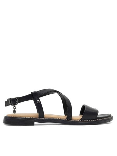 Lasocki Sandały KATE RST-KATE-01 Czarny. Czarne sandały damskie Lasocki, bez wzorów, ze skóry, bez obcasa, na płaskiej podeszwie, bez zapięcia. Za 139.99 zł.