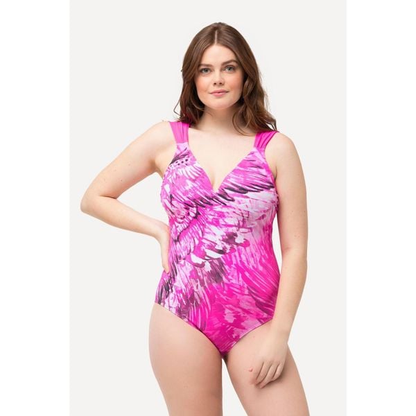 Damski Kostium kąpielowy skrzydła miękkie miseczki kokardka z recyklingu. Czerwone stroje jednoczęściowe Ulla Popken, bez wzorów, z elastanu. Za 244.99 zł.