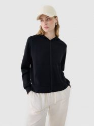 4F Bluza dresowa rozpinana z modalem damska - czarna S. Czarne bluzy damskie 4F, s, bez wzorów, z dresówki, z kapturem. W wyprzedaży za 139.99 zł.