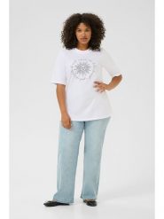 KAFFE curve Koszulka w kolorze białym rozmiar: L. Białe koszulki damskie KAFFE curve, l, bez wzorów, z bawełny, bez kołnierzyka, bez ramiączek. Za 56.99 zł.