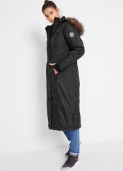 Płaszcz outdoorowy ze sztucznym futerkiem, nieprzemakalny. Szare płaszcze damskie bonprix, s, bez wzorów. Za 409.99 zł.