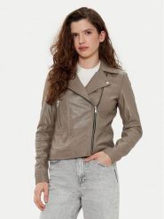 YAS Kurtka skórzana Sophie 26018510 Szary Regular Fit. Szare kurtki damskie YAS, xs, bez wzorów, ze skóry, bez kaptura. Za 439.99 zł.