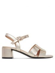 Clara Barson Sandały WS24055-02 Złoty. Żółte sandały damskie Clara Barson, bez wzorów, ze skóry, bez obcasa, na słupku, bez zapięcia. Za 119.99 zł.