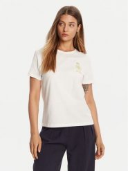 Tommy Hilfiger T-Shirt Gold Crest WW0WW46153 Biały Regular Fit. Białe t-shirty damskie Tommy Hilfiger, xxl, bez wzorów, z bawełny, bez kołnierzyka. Za 179.99 zł.