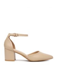 JENNY Czółenka CEO-ANGEL WS210702-10 Beżowy. Brązowe czółenka damskie Jenny, bez wzorów, z materiału, bez obcasa. Za 129.99 zł.