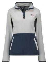 Geographical Norway Bluza polarowa "Touki" w kolorze jasnoszaro-granatowym rozmiar: M. Szare bluzy damskie Geographical Norway, m, bez wzorów, z polaru, bez kaptura. Za 92.64 zł.