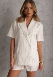 Beżowy Komplet z Wiskozą i Bawełną Szorty i Marynarka z Krótkim Rękawem Zaleria. Brązowe marynarki i żakiety damskie Renee, l, bez wzorów, z bawełny, biznesowe. Za 329.99 zł.