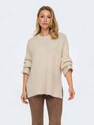 ONLY Sweter w kolorze beżowym rozmiar: M. Brązowe swetry klasyczne damskie Only, m, z wełny, bez kołnierzyka. Za 79.03 zł.