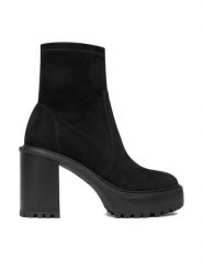 Nine West Botki CEO-MAJ-01 Czarny. Czarne botki damskie Nine West, z materiału, bez obcasa, na słupku, bez zapięcia. Za 299.99 zł.
