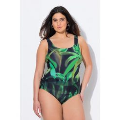 Damskie Strój kąpielowy bez miękkich miseczek okrągły dekolt. Czarne stroje jednoczęściowe Ulla Popken, bez wzorów, z elastanu. Za 199.99 zł.