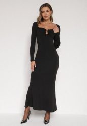 Czarna Koktajlowa Sukienka z Wiskozą i Metaliczną Ozdobą Refare. Czarne sukienki damskie Born2be, z aplikacjami, z wiskozy, eleganckie, bez ramiączek. Za 129.99 zł.