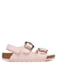 Birkenstock Sandały Milano Flower Buckle 1031654 S Różowy. Czerwone sandały dziewczęce Birkenstock, ze skóry, bez obcasa, bez zapięcia. Za 369.99 zł.