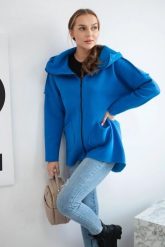 Bluza ocieplana z dłuższym tyłem i kieszeniami chabrowa. Niebieskie bluzy damskie KESI, l, bez wzorów, z bawełny, bez kaptura. Za 198.65 zł.