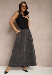 Czarna Rozkloszowana Spódnica z Bawełny Ozdobiona Wiązaniem Canilra. Czarne spódnice damskie Renee, na spotkanie biznesowe, m, bez wzorów, z bawełny, eleganckie, maxi. Za 139.99 zł.