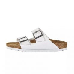 Klapki damskie Birkenstock Arizona BS Birko-flor. Białe klapki damskie Birkenstock, bez wzorów, z materiału, bez obcasa, bez zapięcia. Za 287.00 zł.