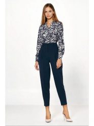 Nife Spodnie w kolorze granatowym rozmiar: 38. Niebieskie spodnie materiałowe damskie Nife, bez wzorów, z materiału. Za 176.08 zł.