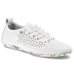 Półbuty damskie Artiker, cholewka ze skóry naturalnej licowej z ażurową perforacją na wiązanie, białe, 58C0378. Białe półbuty damskie Artiker, na lato, w ażurowe wzory, ze skóry, bez obcasa, bez zapięcia. Za 199.00 zł.