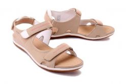 GEOX D52R6A 000EK C6029 taupe, sandały damskie. Brązowe sandały damskie Geox, bez wzorów, bez obcasa, bez zapięcia. Za 265.93 zł.