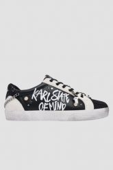 KARL LAGERFELD Czarno-białe damskie trampki SKOOL KARL STATE OF MIND, Rozmiar 38. Czarne trampki damskie KARL LAGERFELD, bez wzorów, przed kostkę, bez zapięcia. W wyprzedaży za 779.99 zł.