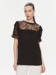 TWINSET Bluzka 241TP2217 Czarny Regular Fit. Czarne bluzki damskie Twinset, xs, bez wzorów, z bawełny, bez kołnierzyka, bez ramiączek. Za 619.99 zł.