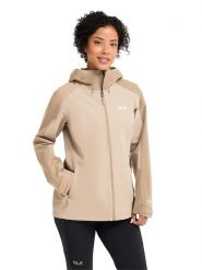 Jack Wolfskin Kurtka przeciwdeszczowa "Wildbound" w kolorze beżowym rozmiar: XL. Brązowe kurtki sportowe damskie Jack Wolfskin, m, bez wzorów, z materiału, bez kaptura. Za 386.53 zł.
