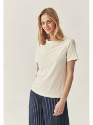 TATUUM Koszulka "Luca" w kolorze kremowym rozmiar: S. Brązowe bluzki damskie TATUUM, s, bez wzorów, bez kołnierzyka, bez ramiączek. Za 114.44 zł.