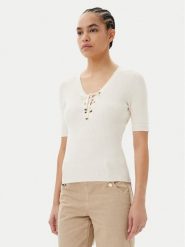 Morgan Sweter 251-MFEMI Beżowy Slim Fit. Brązowe swetry klasyczne damskie Morgan, m, z wiskozy, bez kołnierzyka. Za 189.99 zł.