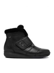 Rieker Botki CEO-47268-35 Czarny. Czarne botki damskie Rieker, ze skóry, bez obcasa, na płaskiej podeszwie, bez zapięcia. Za 439.99 zł.
