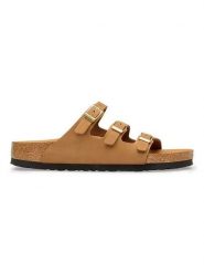 Birkenstock Skórzane klapki "Florida" w kolorze jasnobrązowym rozmiar: 38. Brązowe klapki damskie Birkenstock, bez wzorów, z otwartym noskiem, bez obcasa, bez zapięcia. Za 461.21 zł.