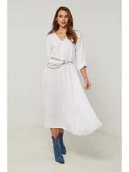 Fleur de Lin Lniana sukienka "Lurcica" w kolorze białym rozmiar: XL. Białe sukienki damskie Fleur de Lin, bez wzorów, ze lnu, bez ramiączek. Za 224.95 zł.