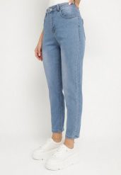 Niebieskie Klasyczne Jeansy o Kroju Mom Fit Natisti. Niebieskie jeansy damskie Born2be, z aplikacjami, z jeansu. Za 39.99 zł.
