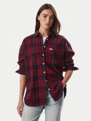 Guess Jeans Koszula W5BH40 WGMH1 Czerwony Regular Fit. Czerwone koszule damskie Guess Jeans, l, z aplikacjami, z bawełny, bez kołnierzyka, bez ramiączek. Za 350.99 zł.