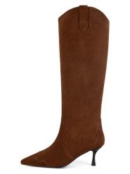 Loft37 Skórzane kozaki w kolorze jasnobrązowym rozmiar: 38. Brązowe kozaki damskie loft37, na zimę, bez obcasa, na szpilce, bez zapięcia. Za 717.99 zł.