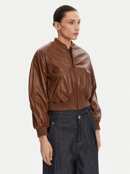 Serge Pariente Kurtka skórzana Gaia Brązowy Regular Fit. Brązowe kurtki damskie Serge Pariente, xl, bez wzorów, ze skóry, bez kaptura. Za 839.00 zł.