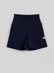 4F Legginsy krótkie tenisowe damskie - granatowe XL. Niebieskie legginsy damskie 4F, xl, bez wzorów, z włókna. Za 79.99 zł.