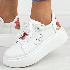 Białe skórzane sneakersy damskie Vinceza 89100. Białe obuwie sportowe damskie VINCEZA, na jesień, ze skóry, bez zapięcia. Za 229.00 zł.