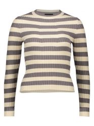 Pieces Sweter "Crista" w kolorze kremowo-szarym rozmiar: XS. Brązowe swetry klasyczne damskie Pieces, xs, ze splotem, bez kołnierzyka. Za 39.49 zł.